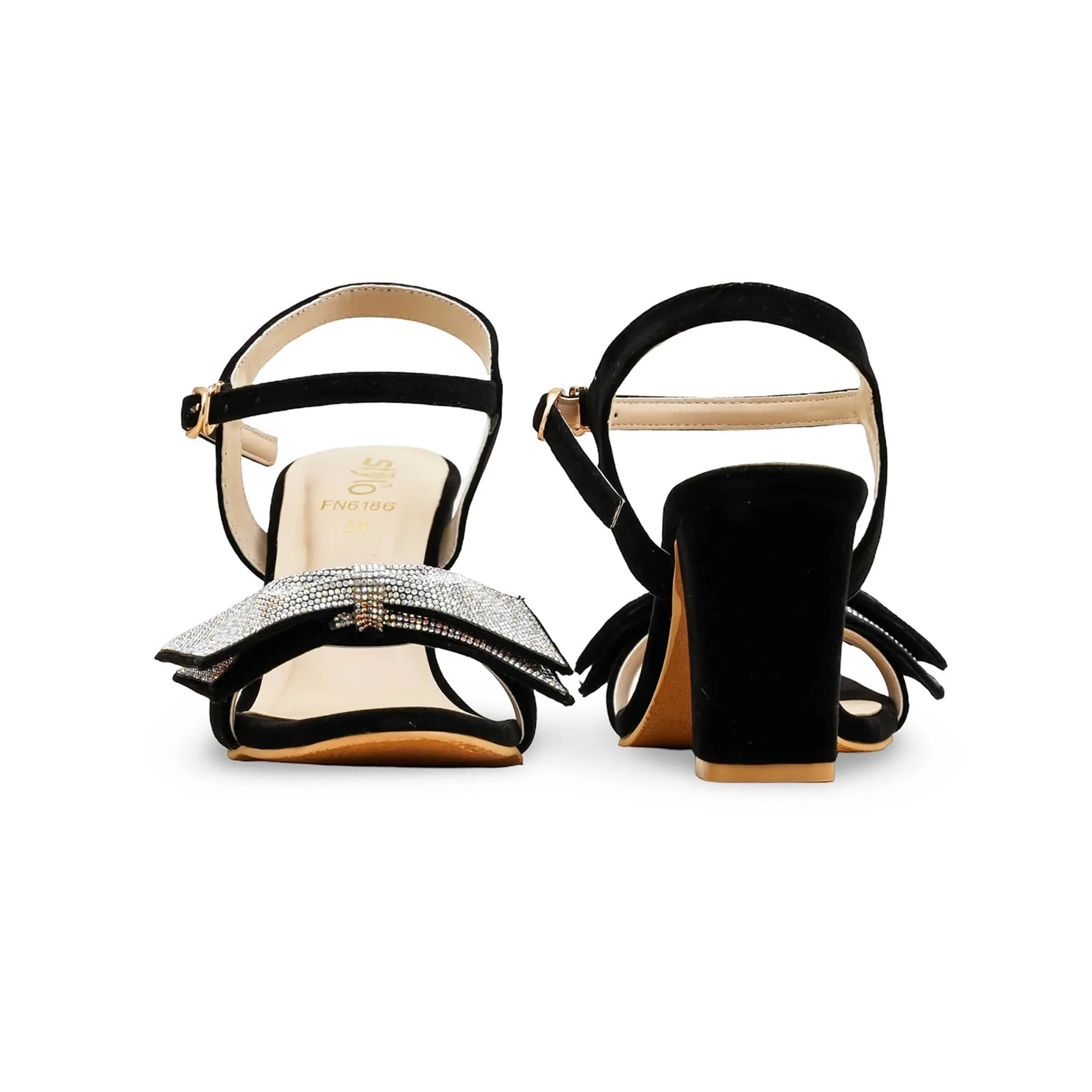 Black Fancy Sandal For Ladies FN6186 Comfortable Pumps Open Cut