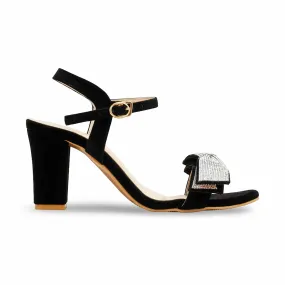 Black Fancy Sandal For Ladies FN6186 Bold Choice Zip Close