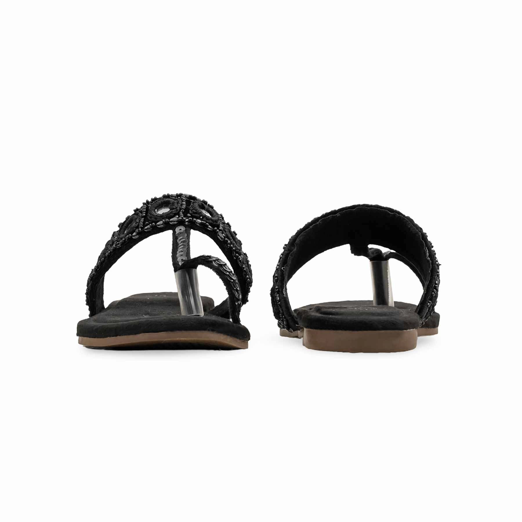 Slip Resistant Design morning Black Ethnic Chappal For Women EC0236