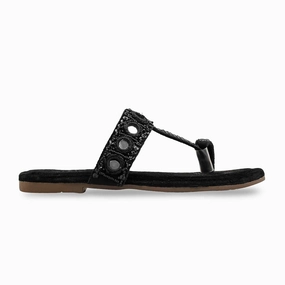 Black Ethnic Chappal For Women EC0236 Adaptive Comfort