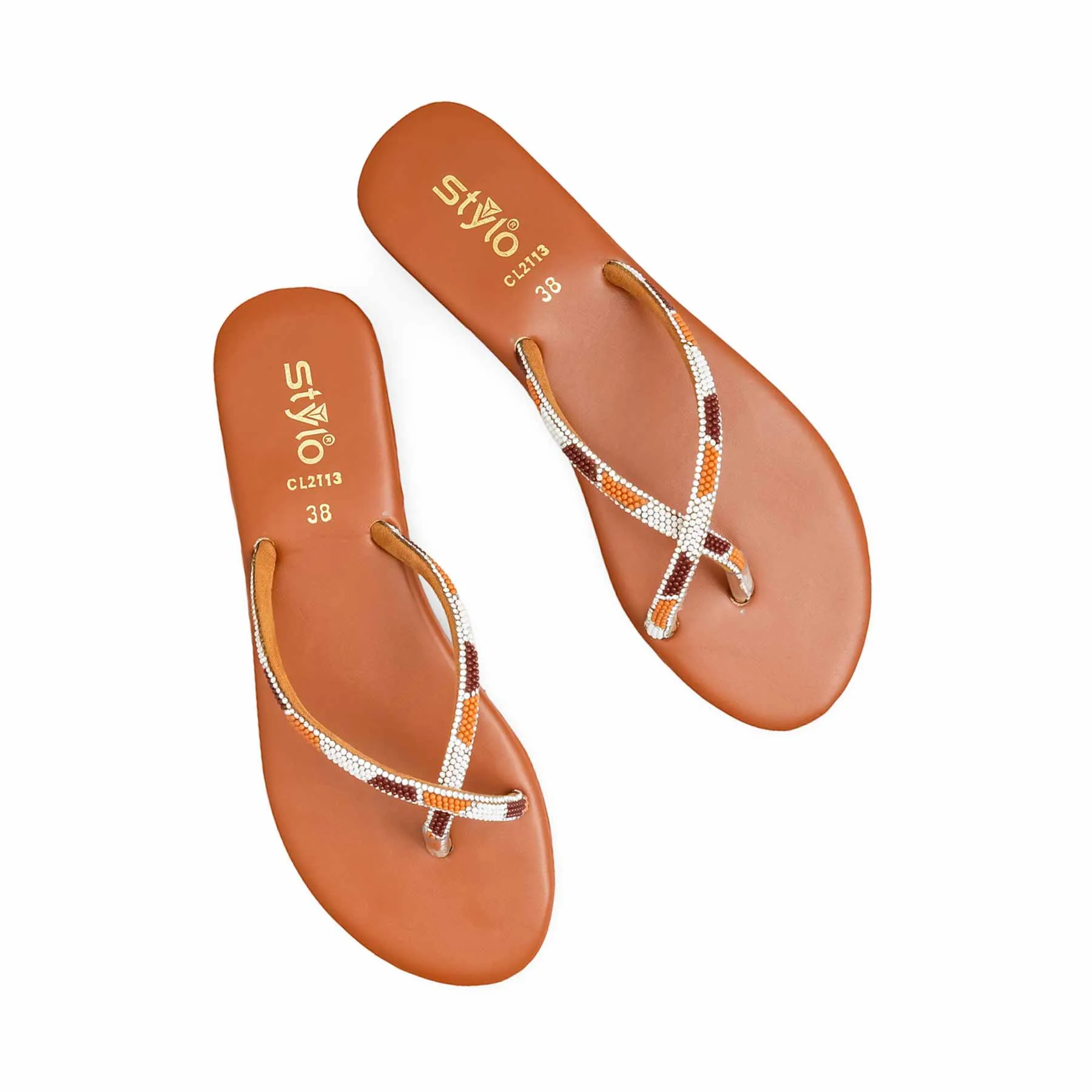 Happy Feet Design Mustard Casual Chappal CL2113
