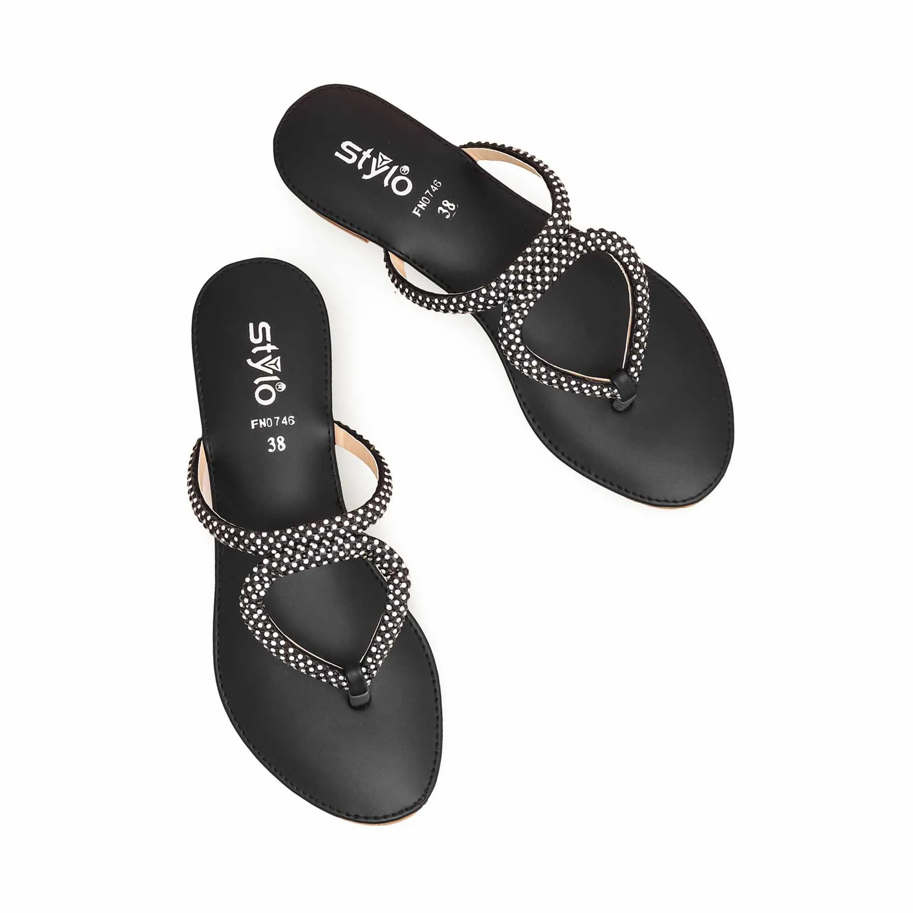 Black Fancy Chappal For Women FN0746 Urban Cool