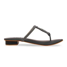 Black Fancy Chappal For Women FN0746 Soft Finish