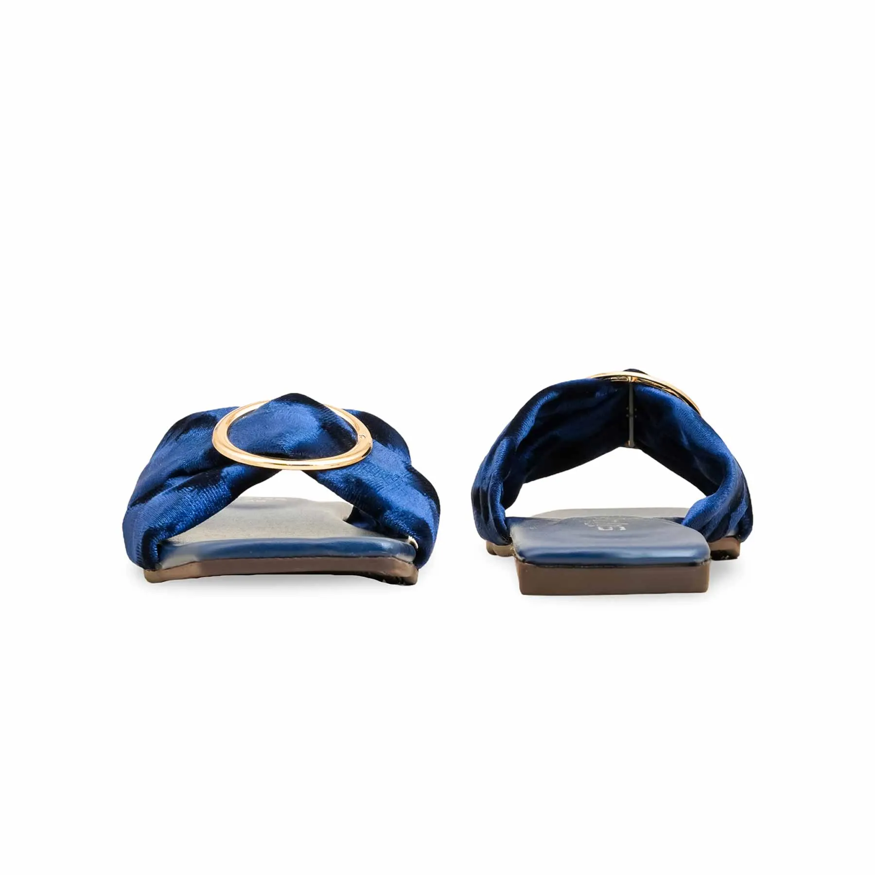 Navy Casual Slipper For Women CL2122 Patent Shine