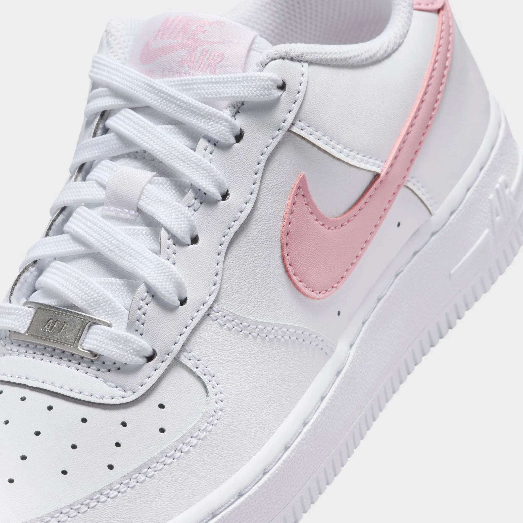 Hybrid style Flat Sole Nike Air Force 1 GS White / Medium Soft Pink - White