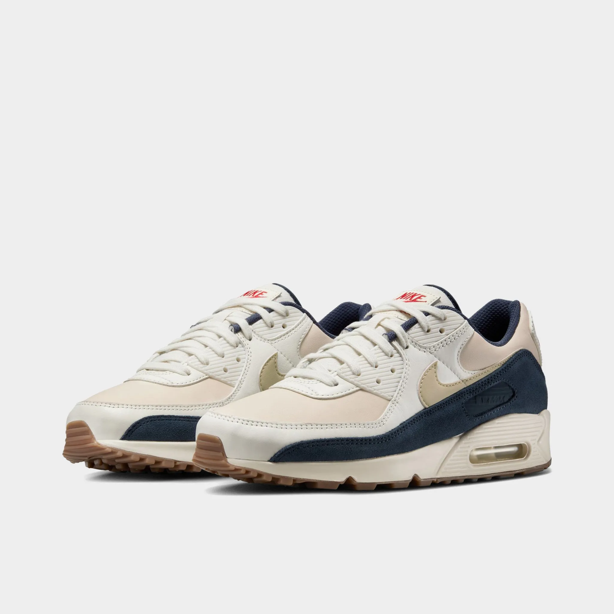 Cushioned Midsole Geometry Lace Up Nike Air Max 90 PRM Pale Ivory / Light Khaki