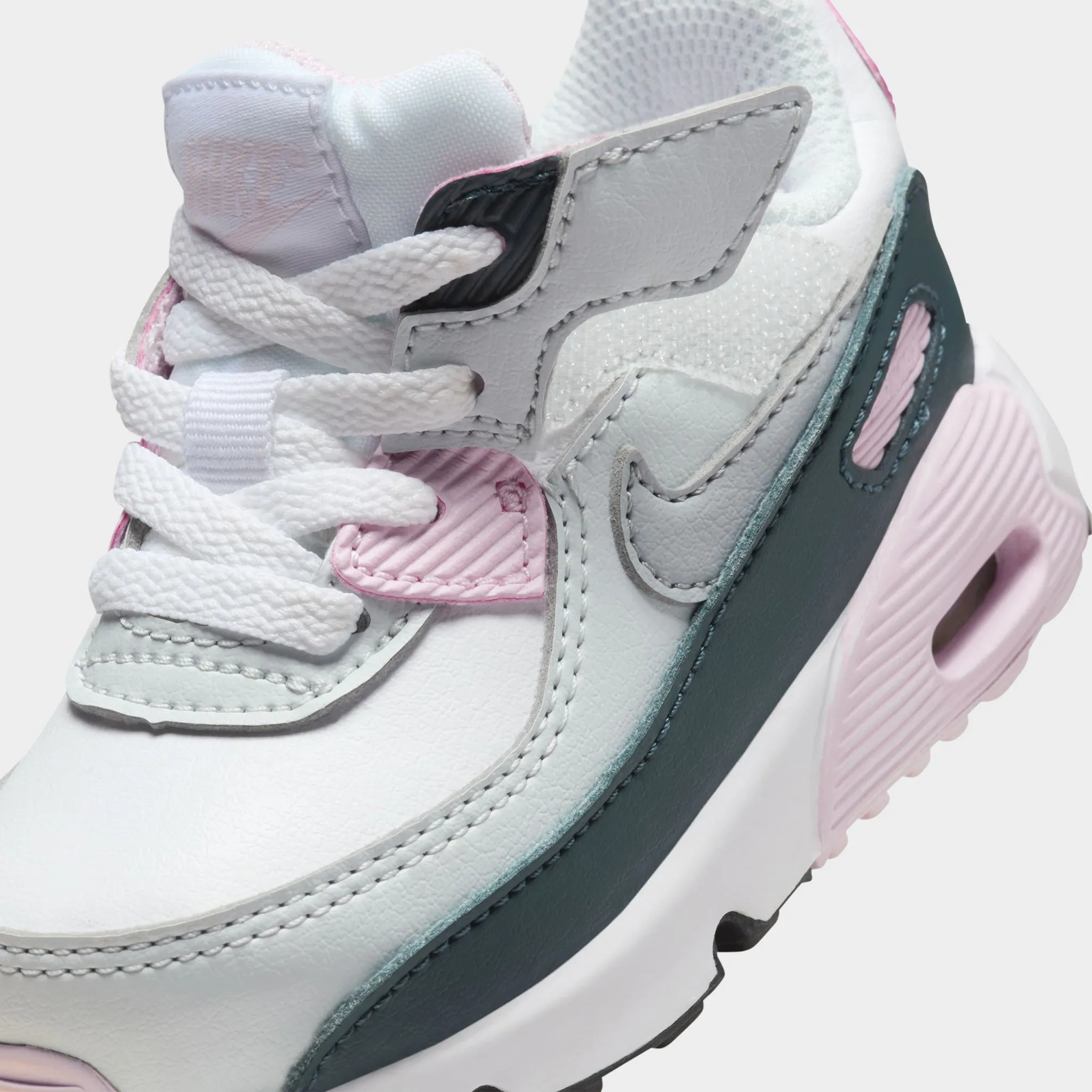 Woven Upper Technology Nike Air Max 90 TD EasyOn White / Wolf Grey - Pink Foam