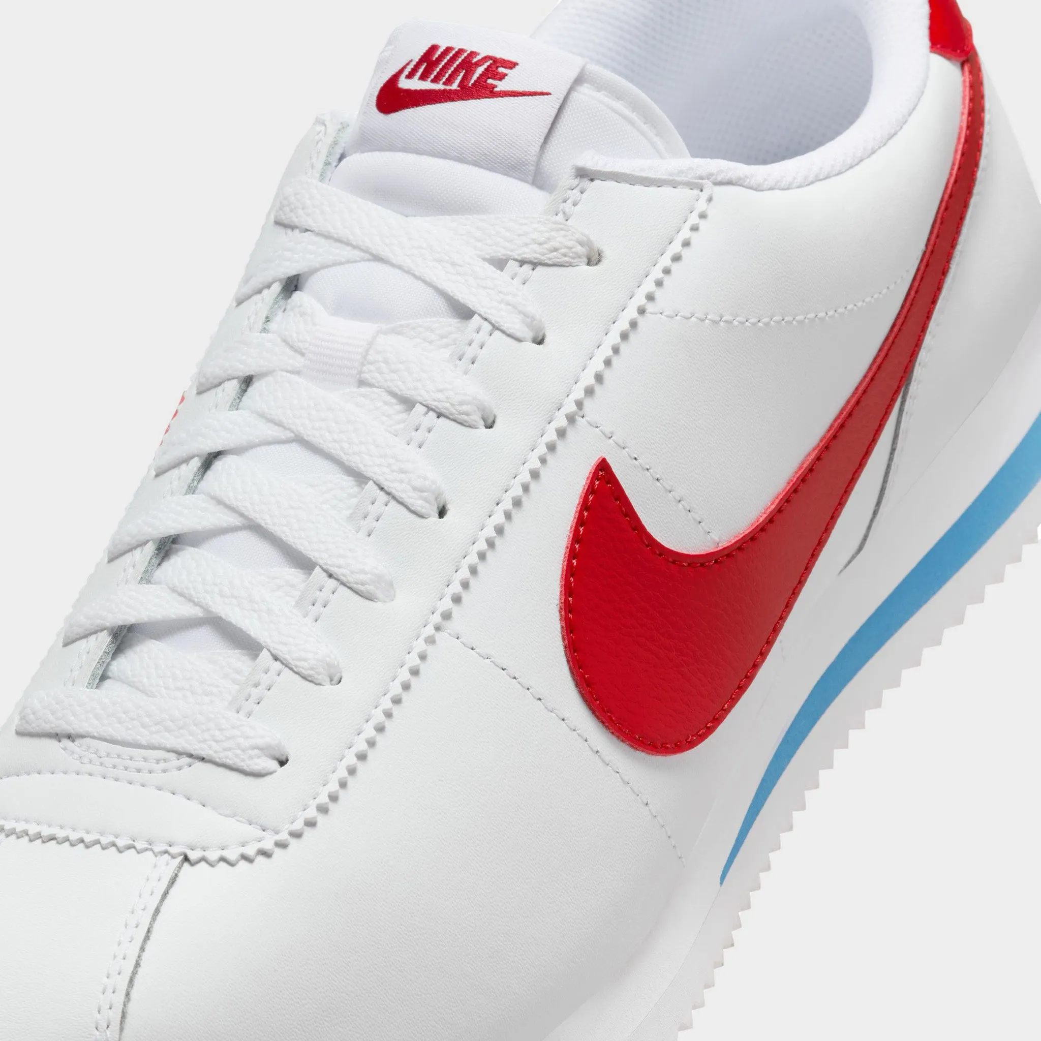 Nike Cortez White / Varsity Red - Varsity Blue Stretchable Collar Design