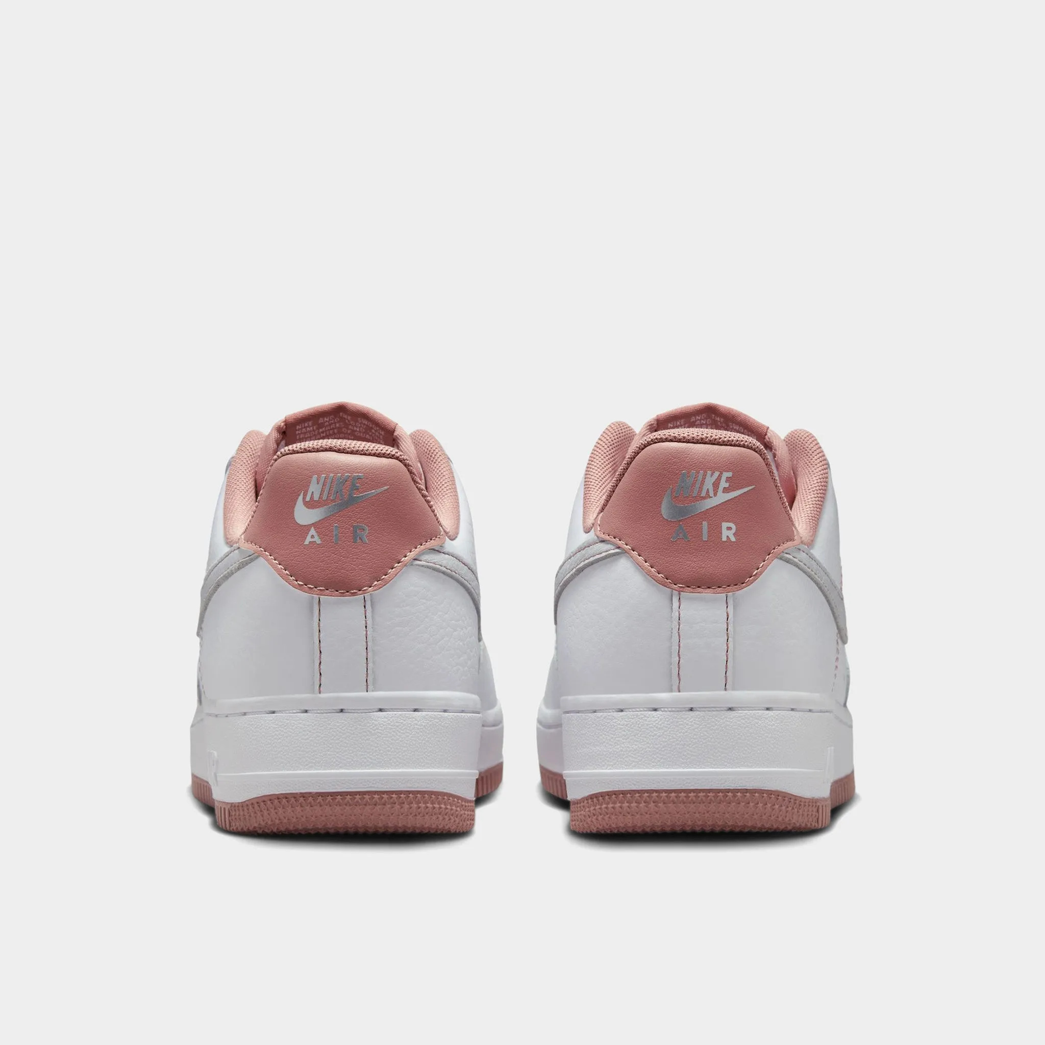 Nike Women's Air Force 1 '07 Mini Jewel White / Particle Pink - Metallic Silver Long Sessions Decoupled Heel Construction