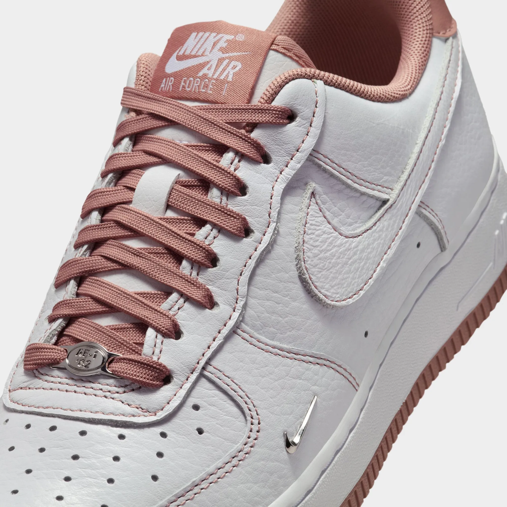 Football Nike Women's Air Force 1 '07 Mini Jewel White / Particle Pink - Metallic Silver
