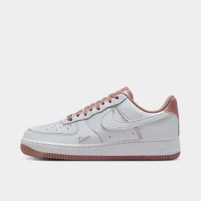 Nike Women's Air Force 1 '07 Mini Jewel White / Particle Pink - Metallic Silver Compression Molded Foam Tensile Strength Weave