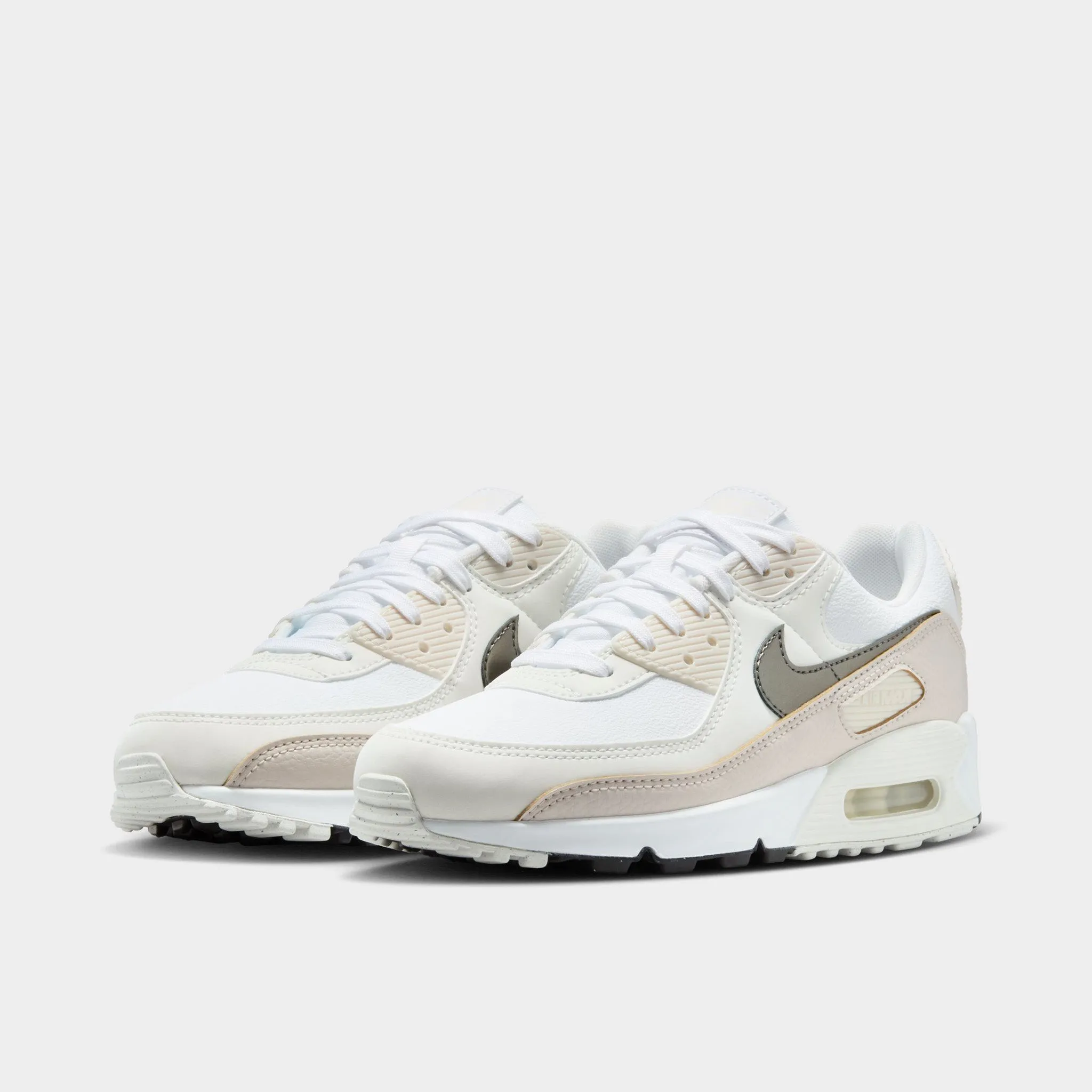 Nike Women's Air Max 90 White / Flat Pewter - Light Orewood Brown TPE Injection Midsole