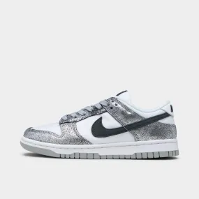 Lined Upper Nike Women's Dunk Low Metallic Silver / Off Noir - White