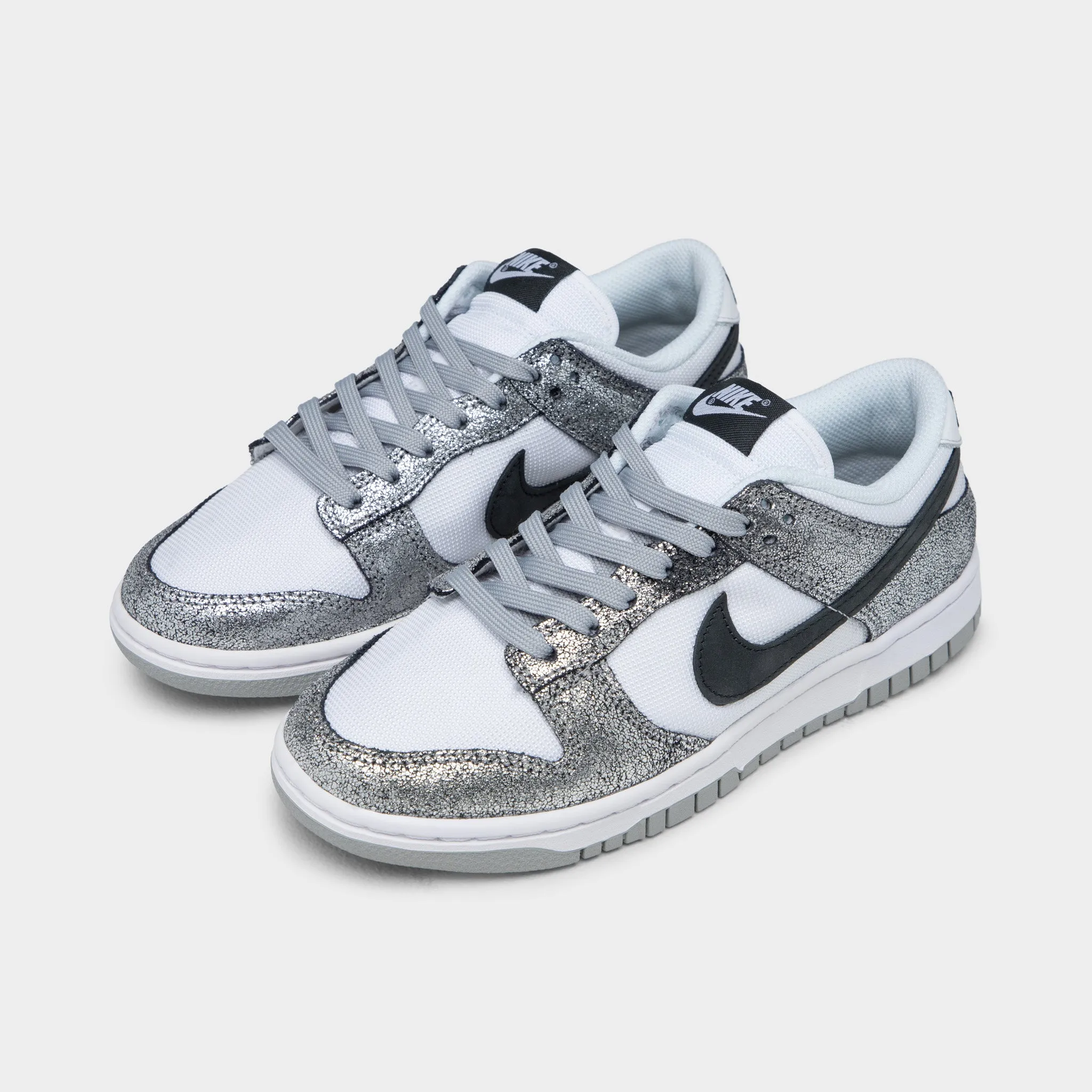 Boost Comfort Nike Women's Dunk Low Metallic Silver / Off Noir - White