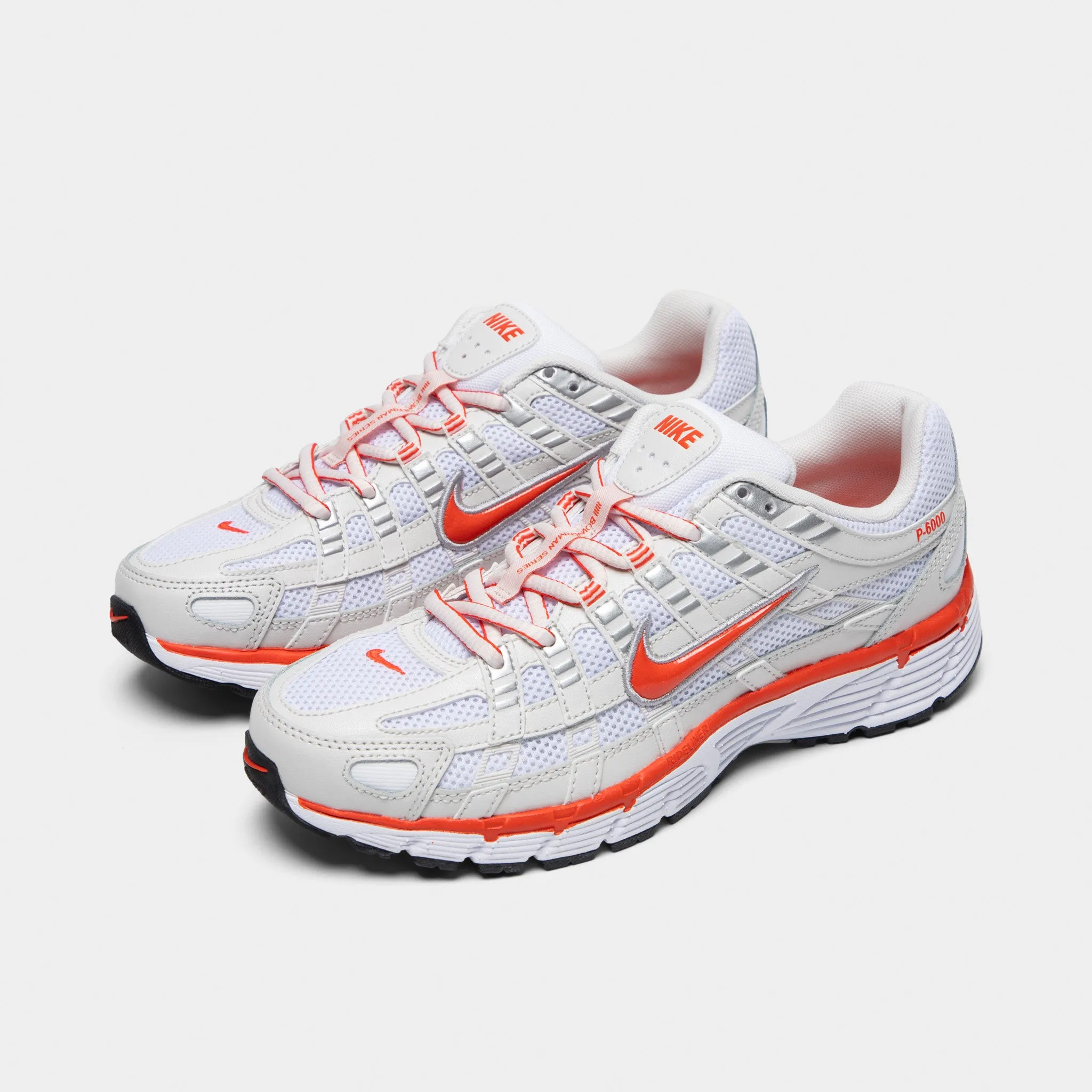 Nike Women's P-6000 White / Picante Red - Platinum Tint Gel Infused Heel Pad