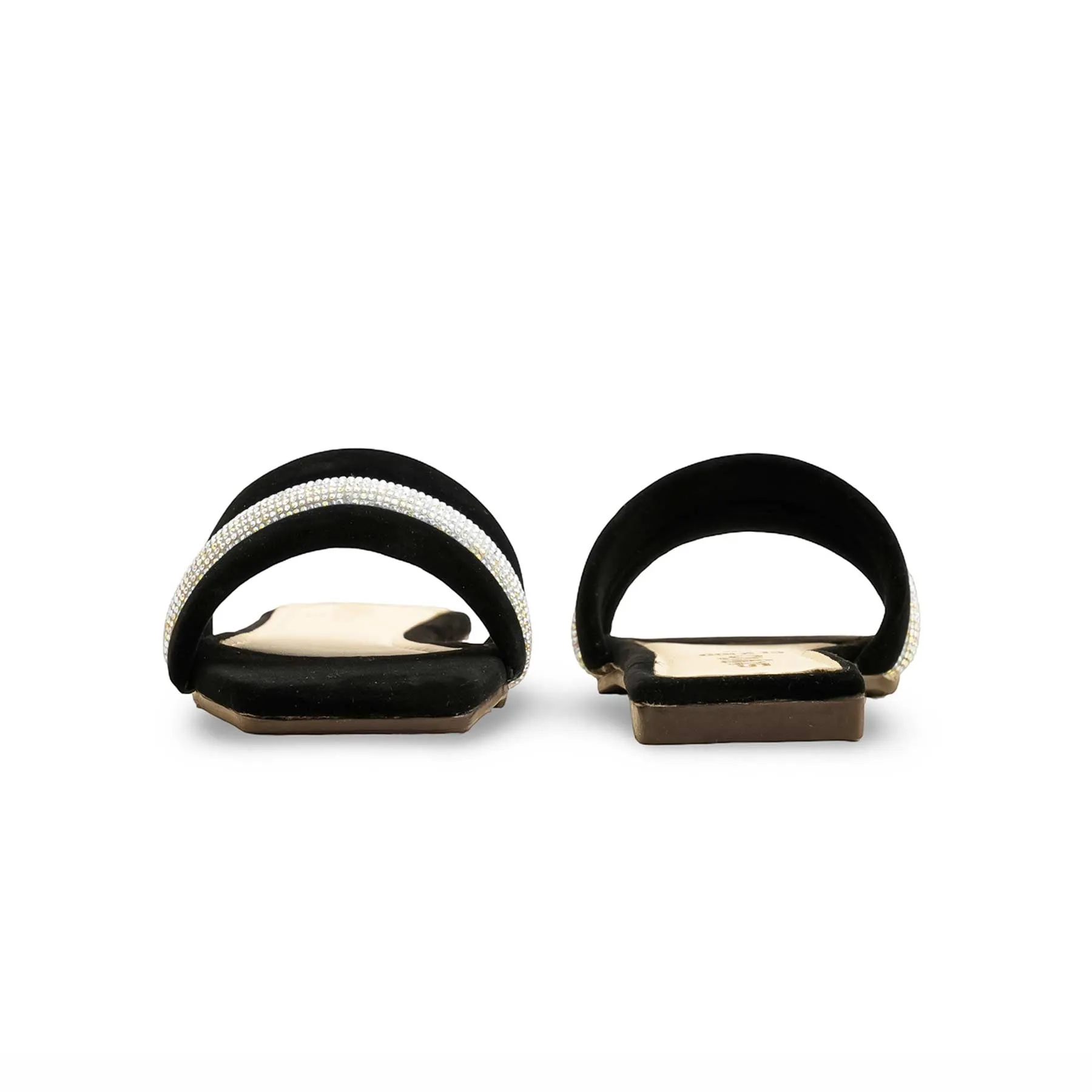 Black Casual Slipper For Ladies CL2100 Suede Tea Time