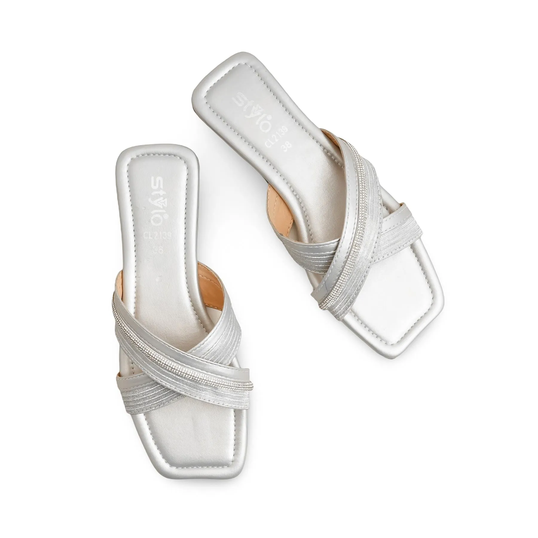 Silver Casual Women Slipper CL2139 Cushion Fit