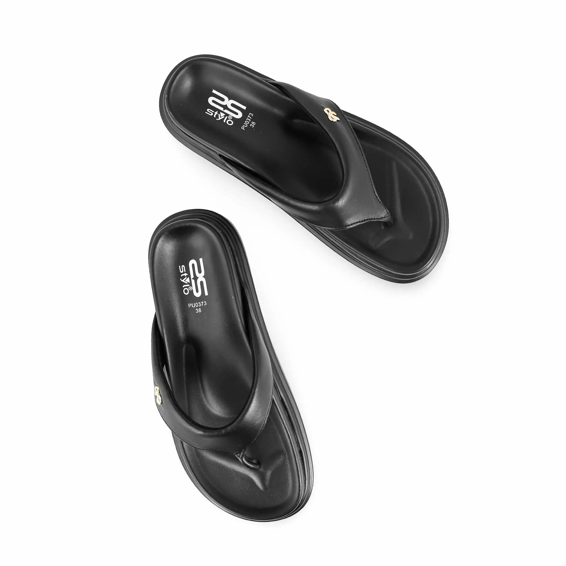 Black Formal Chappal PU0373 Practical Heel