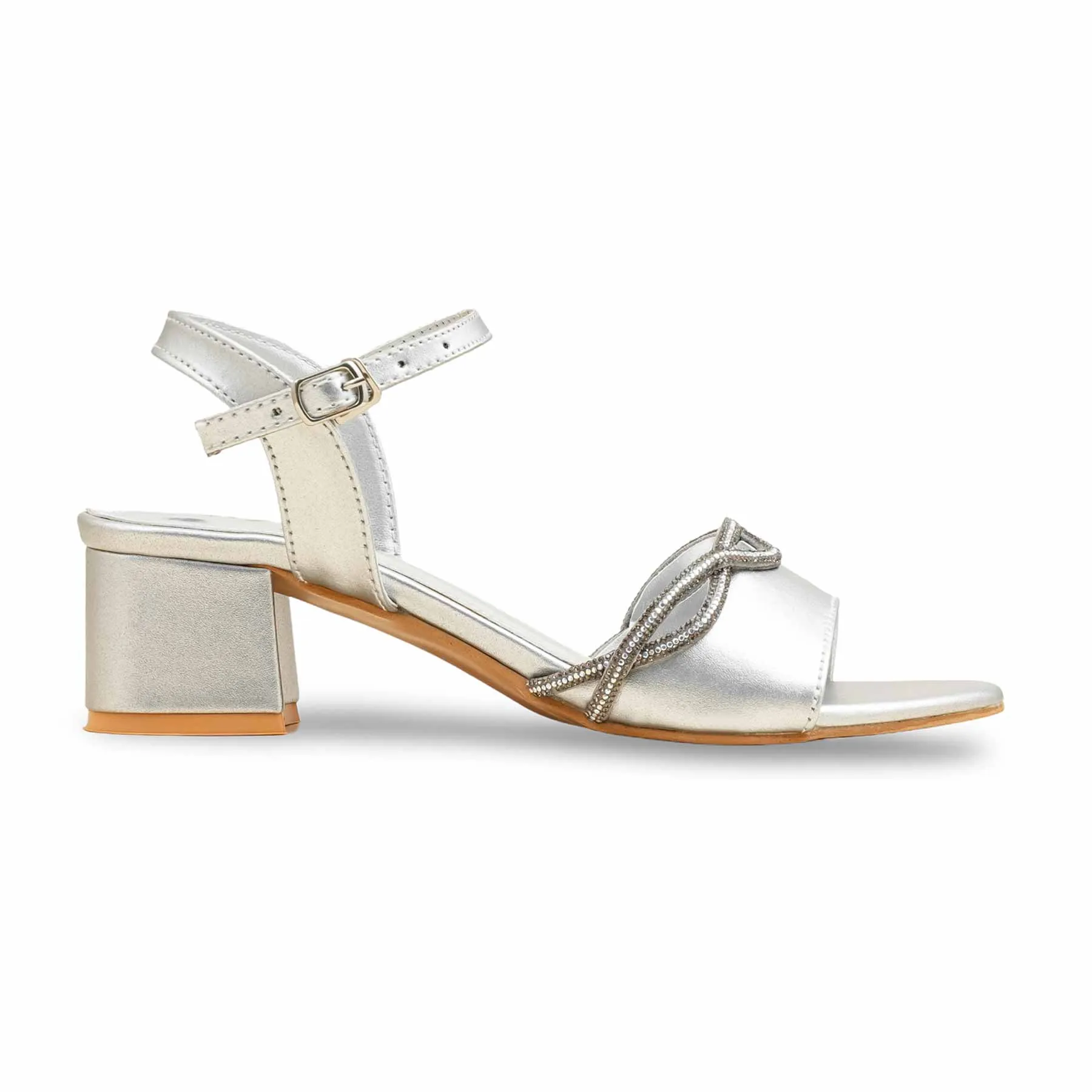 Silver Fancy Sandal For Women FN6158 Trendy Footwear