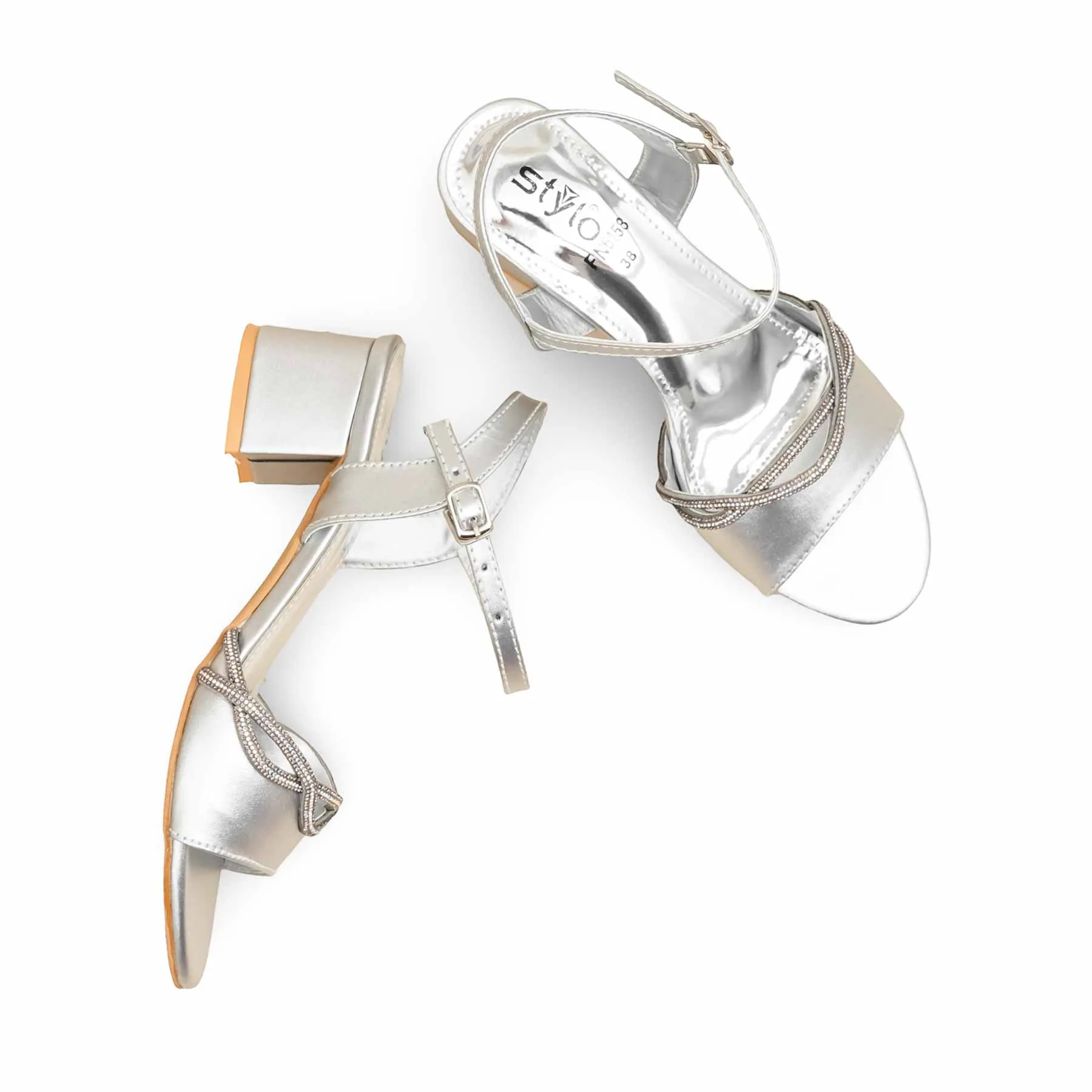 Dress Sandals Glamorous Sandals Silver Fancy Sandal For Women FN6158