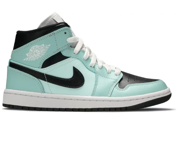 Dual Tone Heat Dissipation Technology Womens Nike Air Jordan 1 Mid (Aqua Blue Tint)