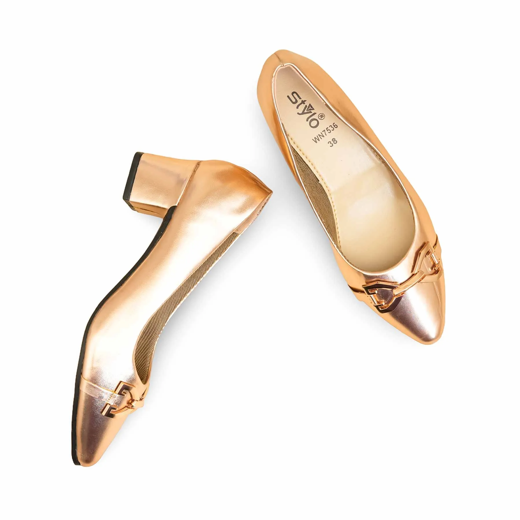 Peach Court Shoes For Women WN7536 Kitten Heel