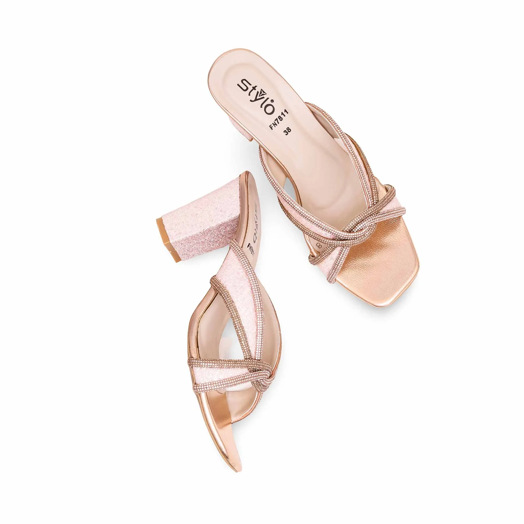 Sharp Shape Practical Heel Peach Fancy Slipper FN7811