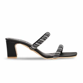 Dressy Wear Fashion Booties Women's Black Fancy Slipper FN7861