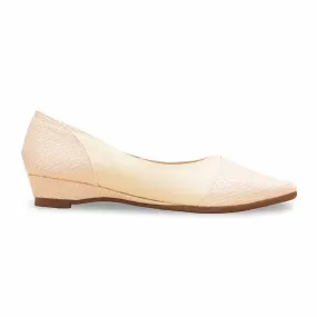 Heel Guard Polished Design Beige Women Pumps WN1214