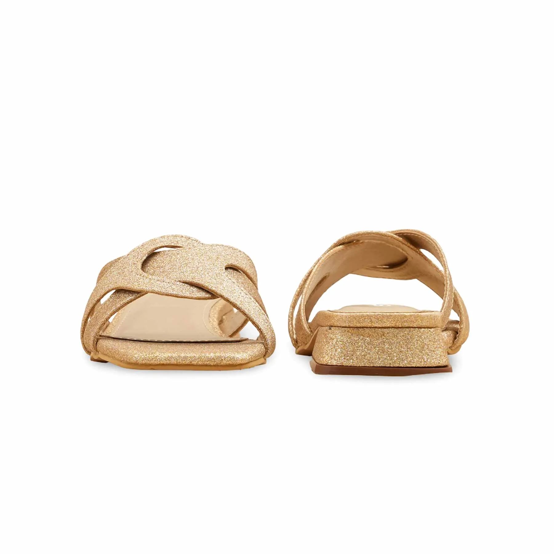 Golden Formal Slipper For Women FRS003 Kitten Heel