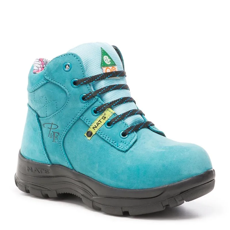 PF686T Teal Women's 6" Steel Toe Work Boots - Limited Stock Shock Diffusing Heel