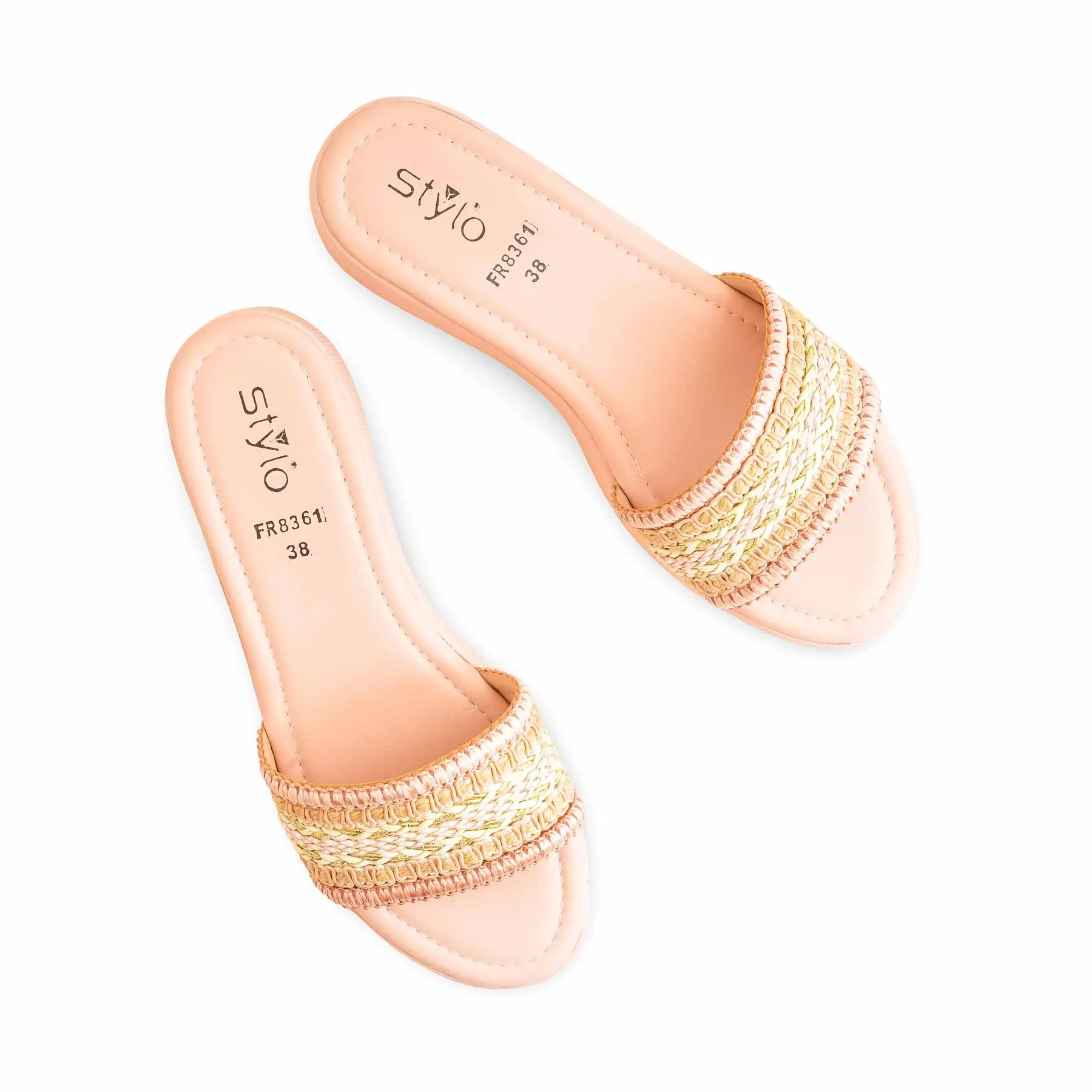 Pink Formal Slipper For Ladies FR8361 Embroider Edge