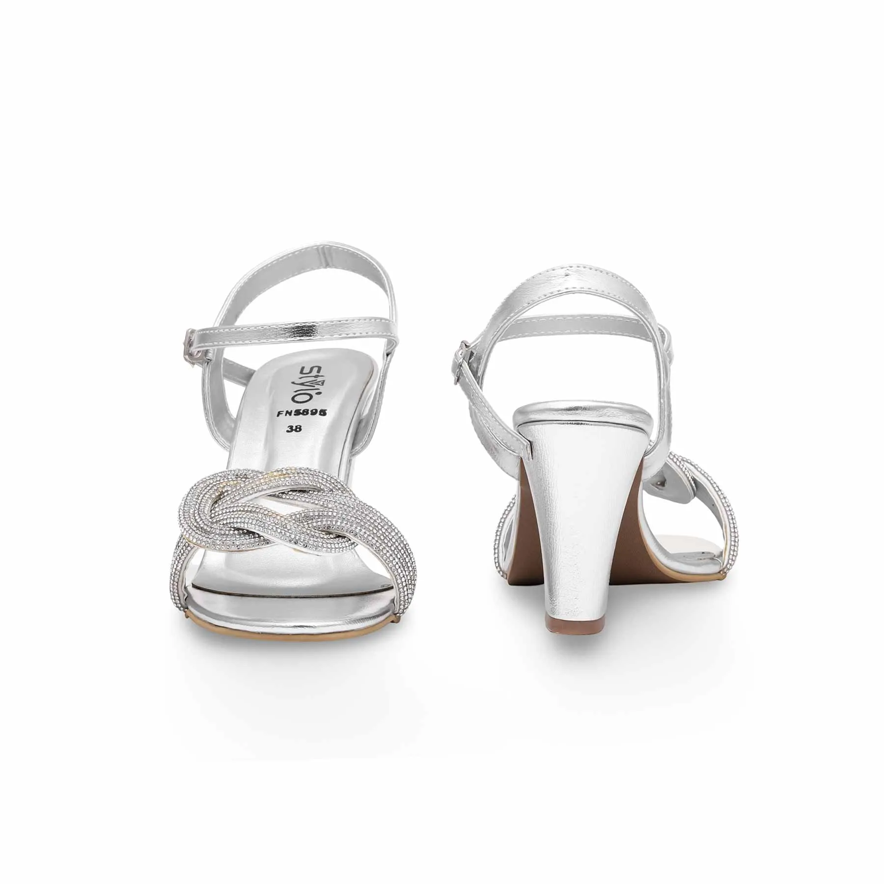 Brunch Glam Elegant Footwear Silver Fancy Sandal FN5895