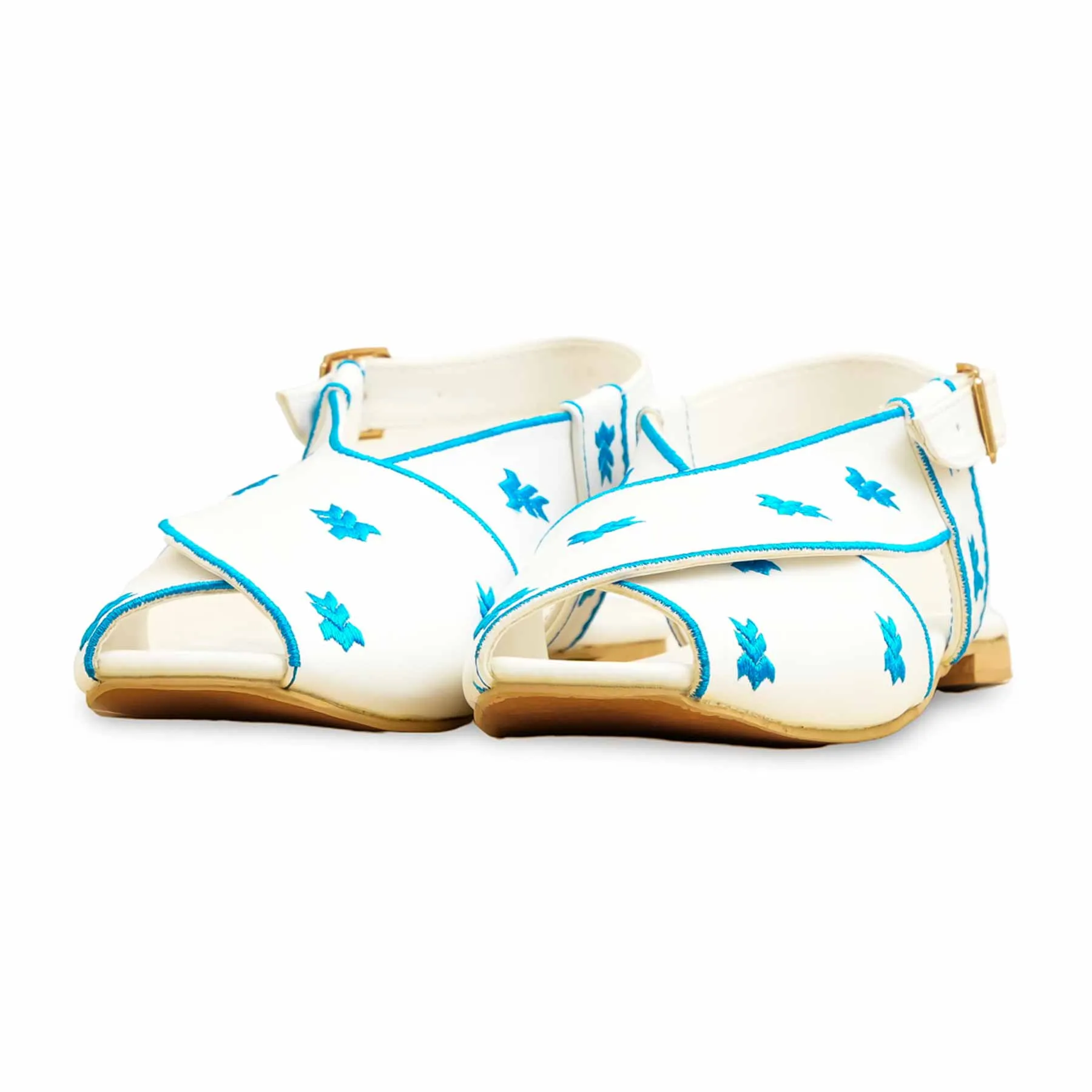 Distinctive chic Rapid Lacing System White Formal Peshawari Chappal EC3189