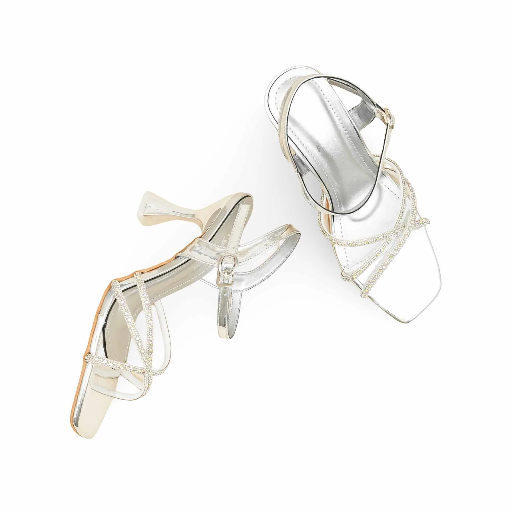 Silver Fancy Sandal For Women FN6197 Comfortable Design