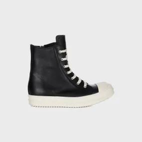 Rick Owens WMNS High Top Sneakers - Scarpe in Pelle / Black / Milk / Milk Work Day Fit Compression Resistant EVA