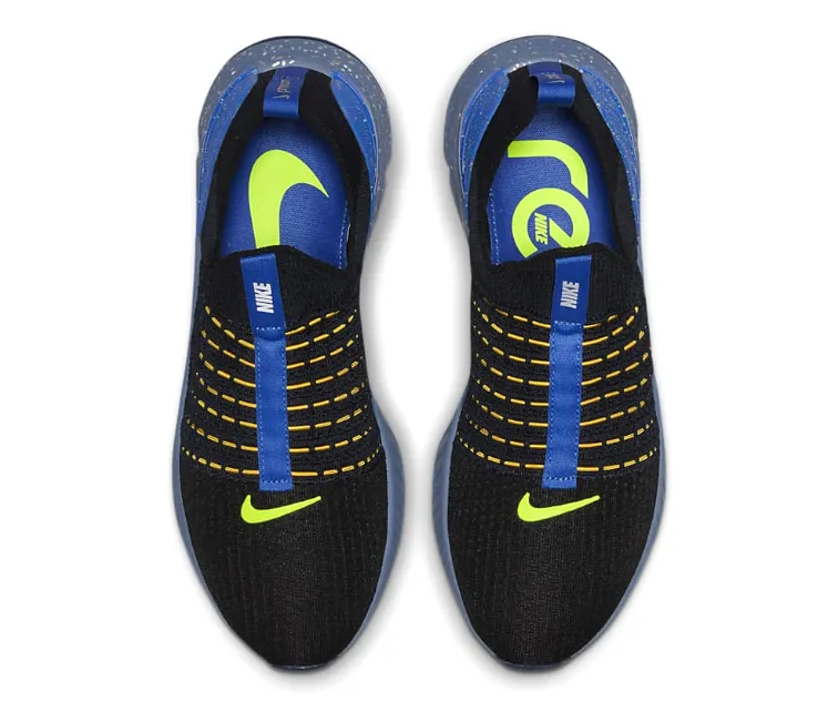 Curved Heel Counter Dynamic look Men??s Nike React Phantom Run FK 2 (Black/Hyper Royal)
