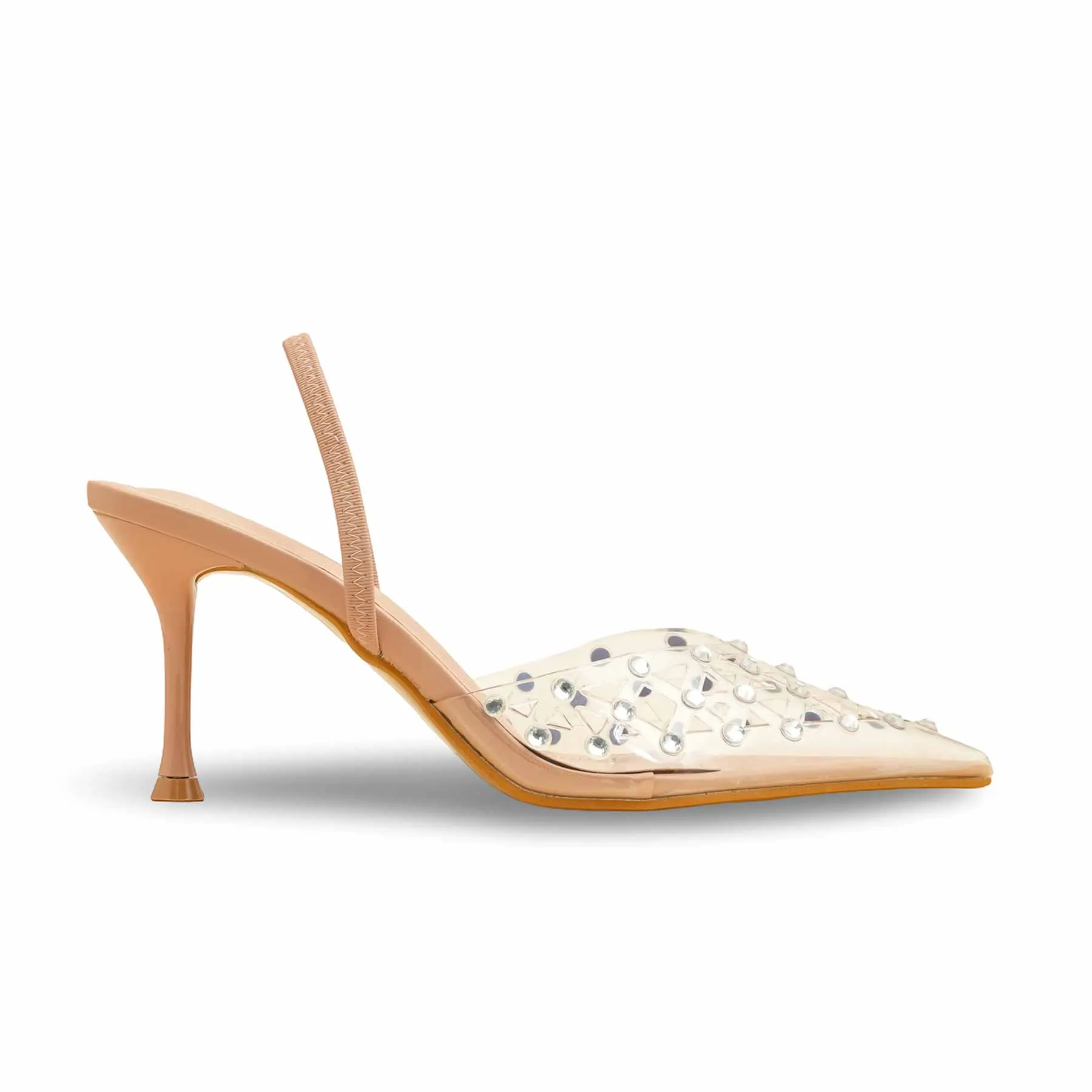 Trendy Sandals Fashion Booties Beige Fancy Bridal Back Open WN5445