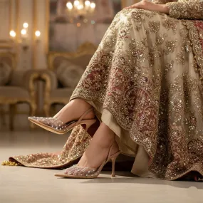 Luxury Shoes Beige Fancy Bridal Back Open WN5445