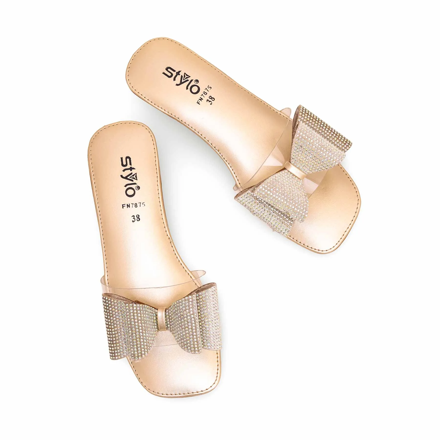 Golden Fancy Slipper For Women FN7875 Formal Shoes Fashion Statement