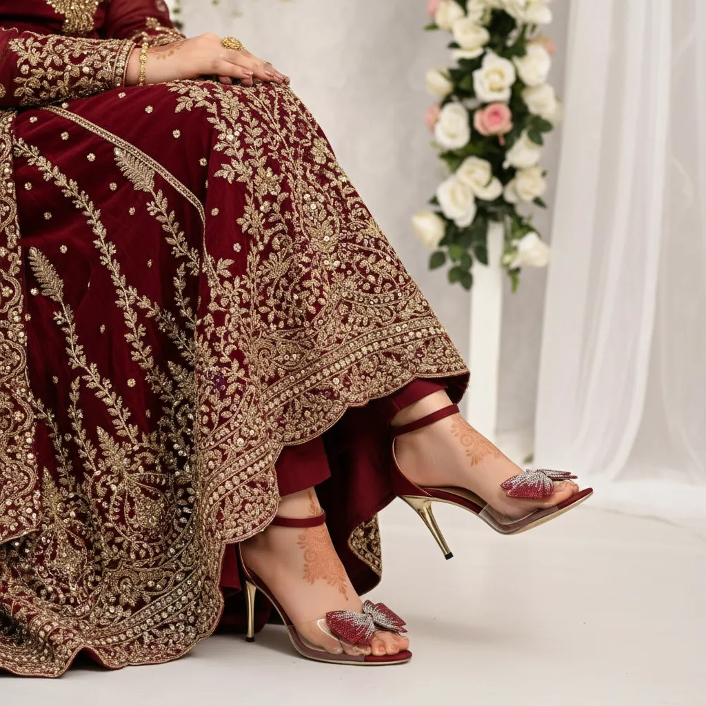 High Heel Perfect Steps Red Fancy Bridal Sandal FN6043