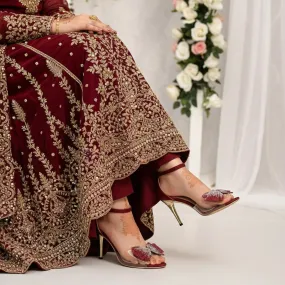 High Heel Perfect Steps Red Fancy Bridal Sandal FN6043