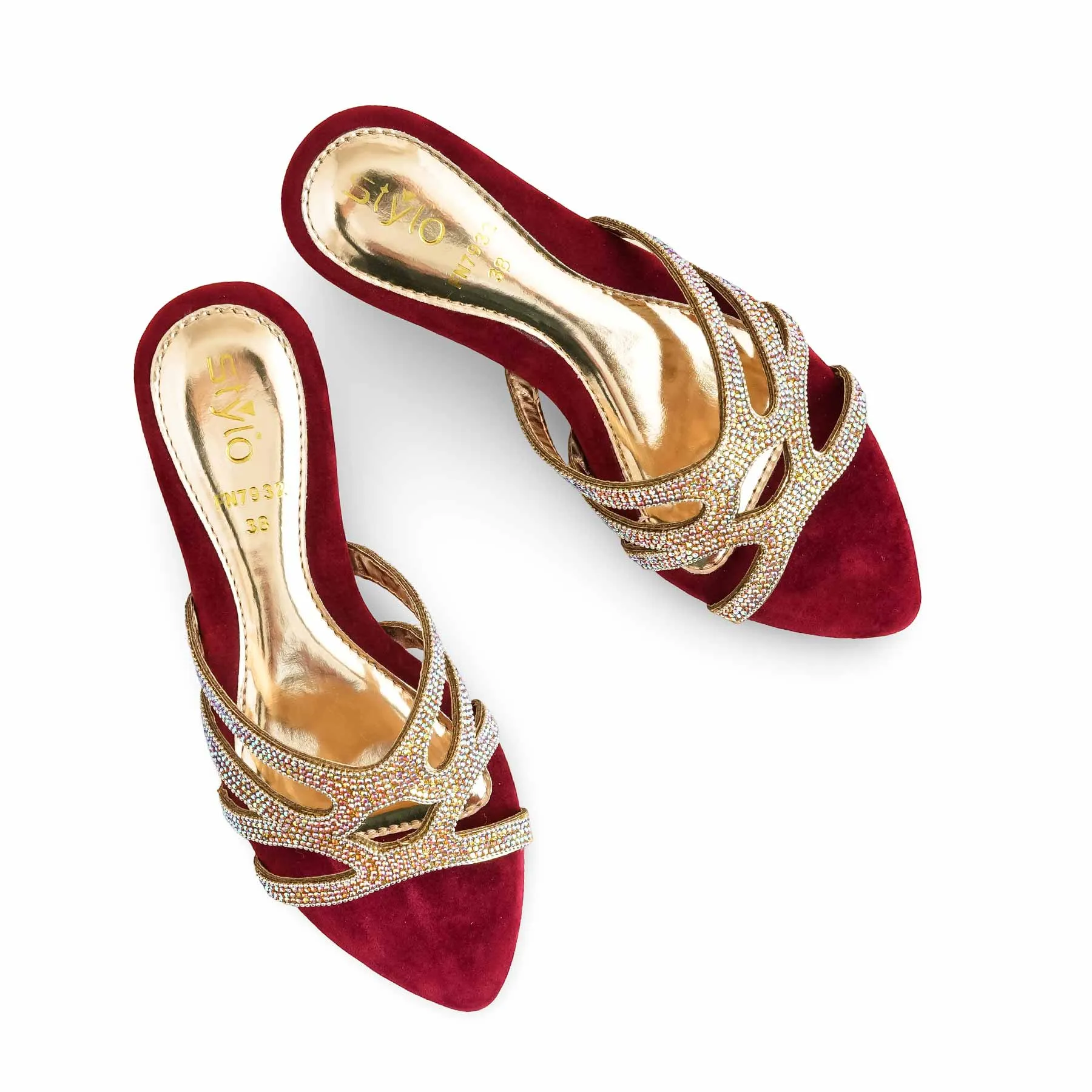 Maroon Fancy Slipper For Ladies FN7932 Practical Comfort Fashionable Shoes