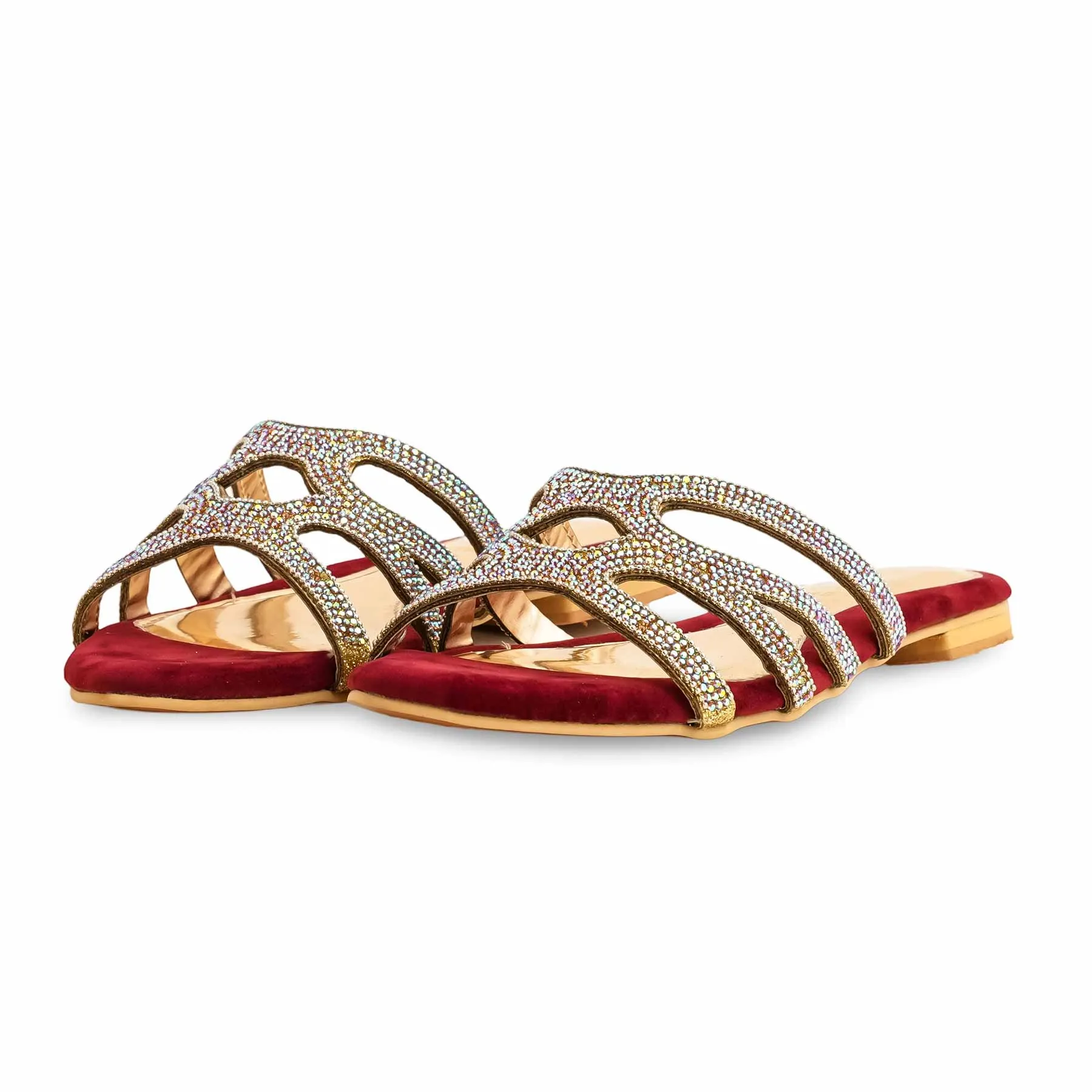 Trendy Cushion Maroon Fancy Slipper For Ladies FN7932