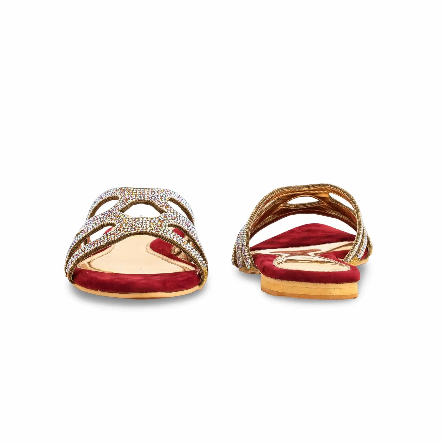 Shell Tone Minimalist Look Maroon Fancy Slipper For Ladies FN7932