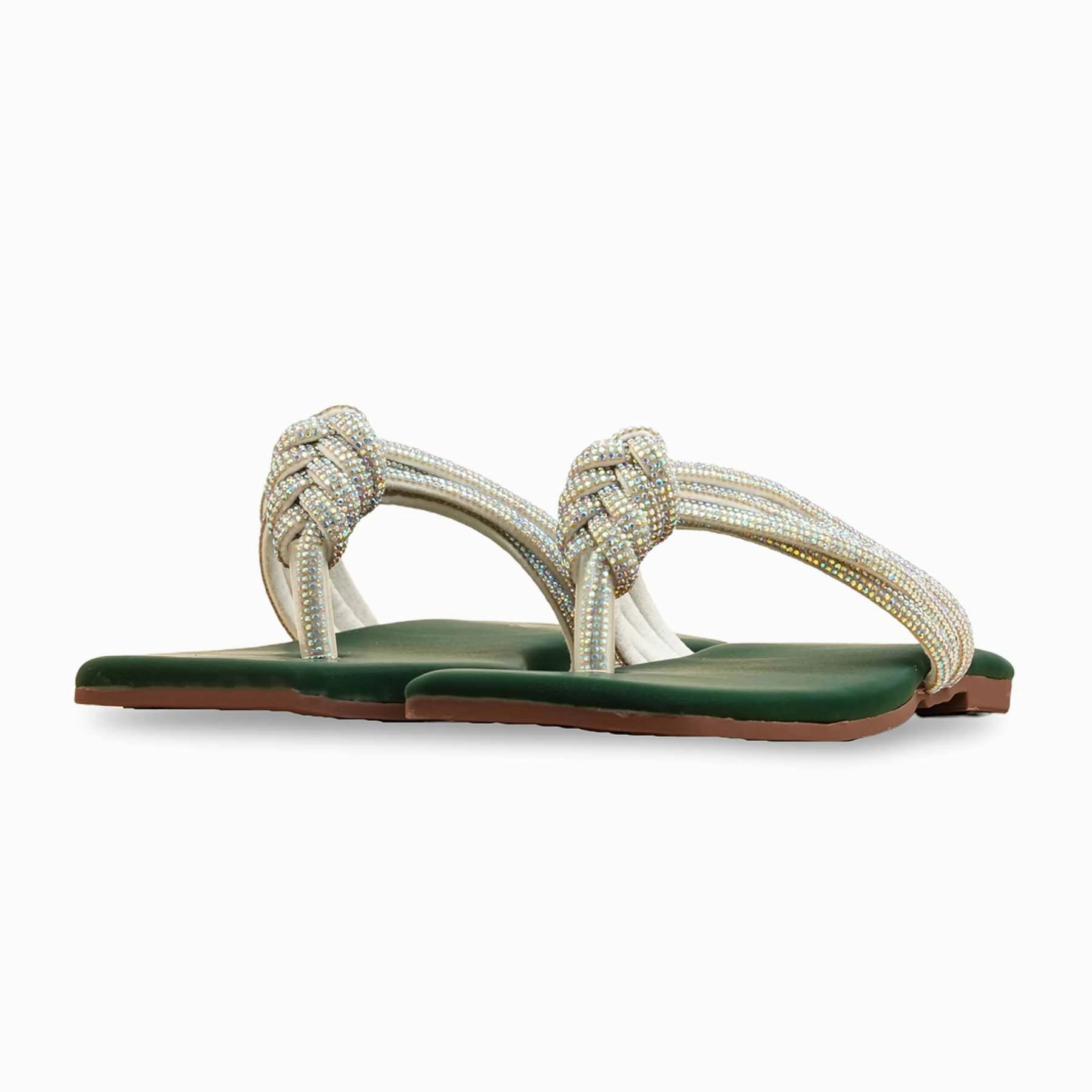 Anti Slip Airy Step Green Fancy Chappal For Women FN0814