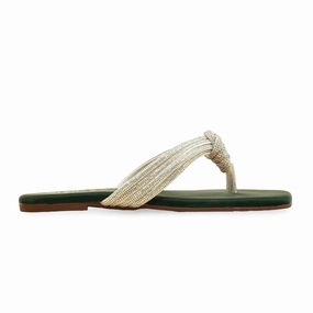 Washable Yoga Path Green Fancy Chappal For Women FN0814