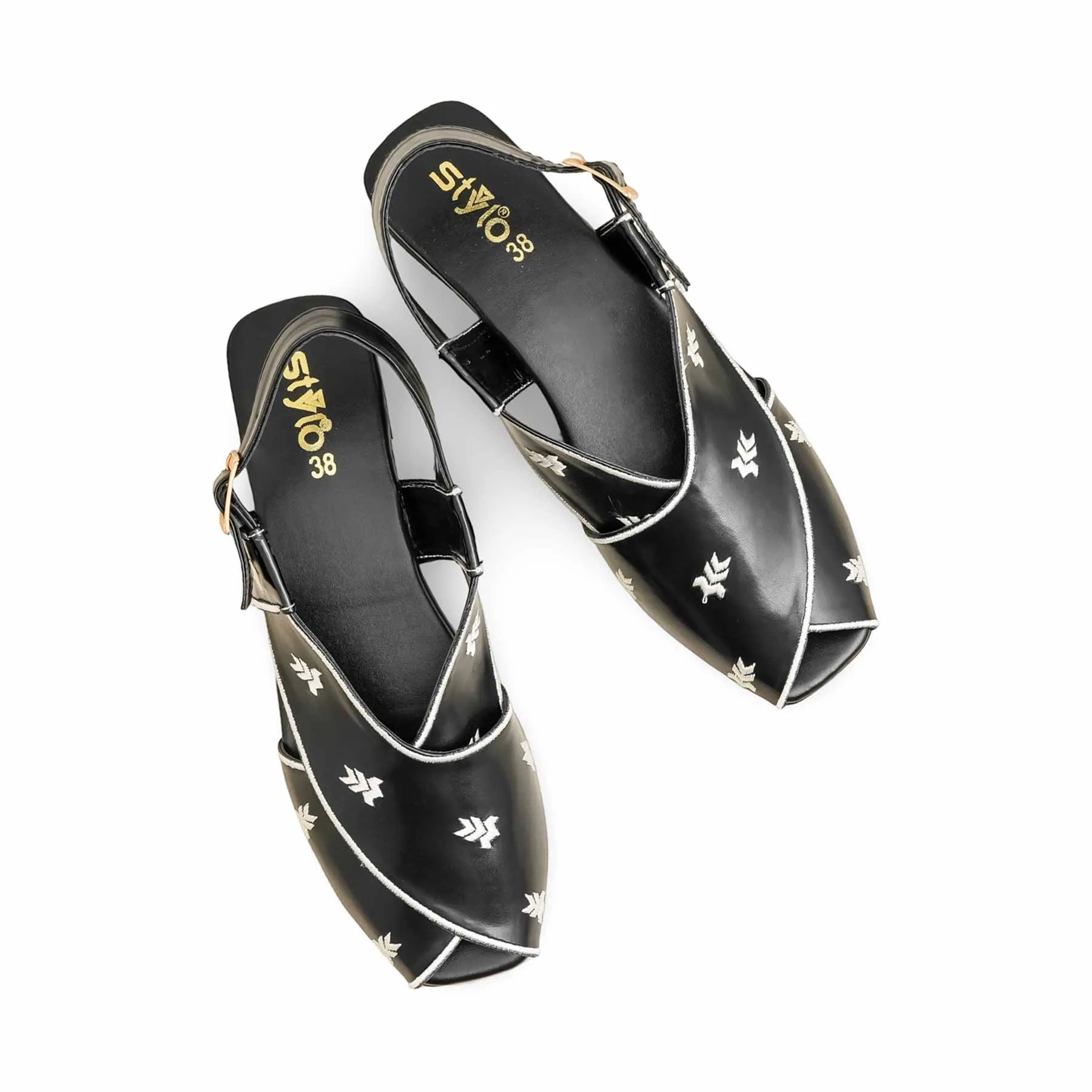 Black Formal Peshawari Chappal EC3189 lace - type Barefoot Feel Design