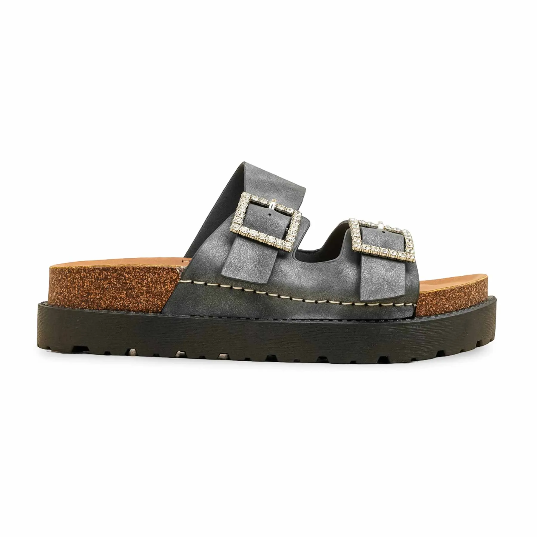 Grey Formal Slipper For Women PU0392 Breathable Ease