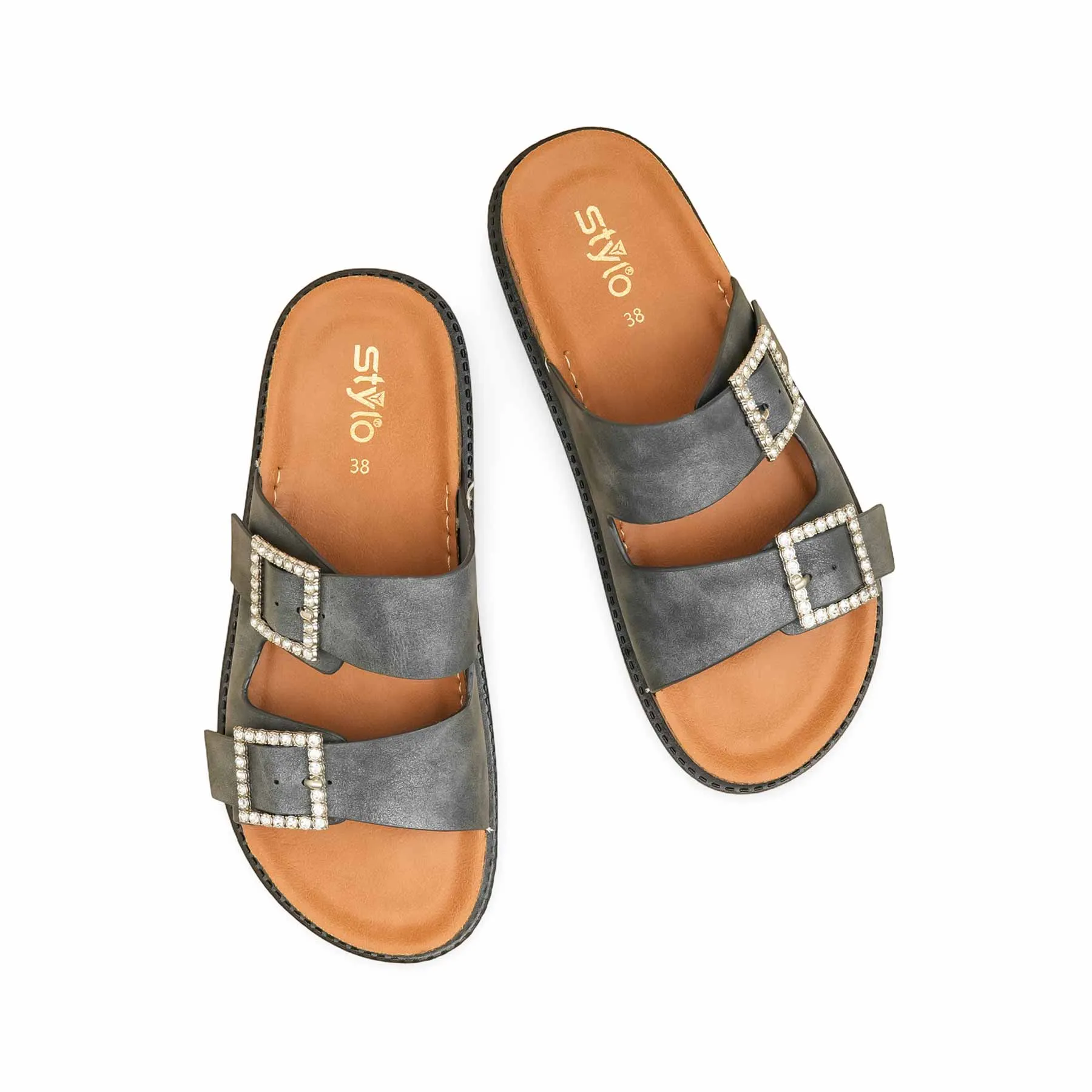 Grey Formal Slipper For Women PU0392 Temperature Regulating